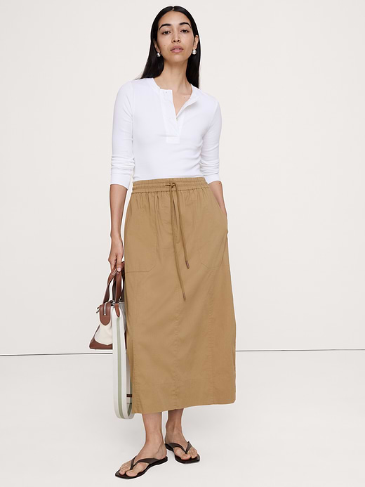 Banana Republic Stretch-Cotton Barrel Midi Skirt — photo 1