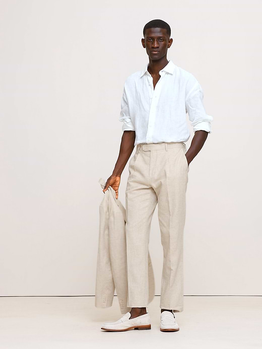 Banana Republic Herringbone Cotton-Linen Slim Suit Pant — photo 9