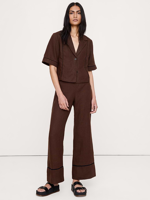 Banana Republic Mid-Rise Kick-Flare Linen Ankle Pant — photo 1