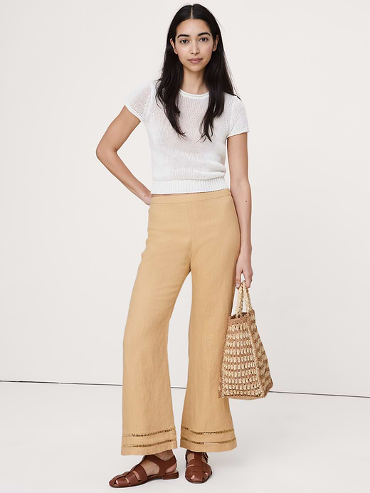 Banana Republic Mid-Rise Kick-Flare Linen Ankle Pant — photo 1