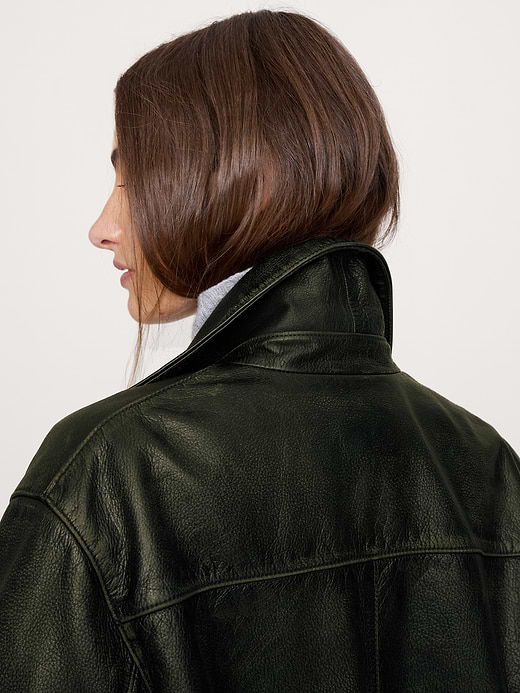 Banana Republic Oversized Distressed Leather Bomber Jacket — photo 10