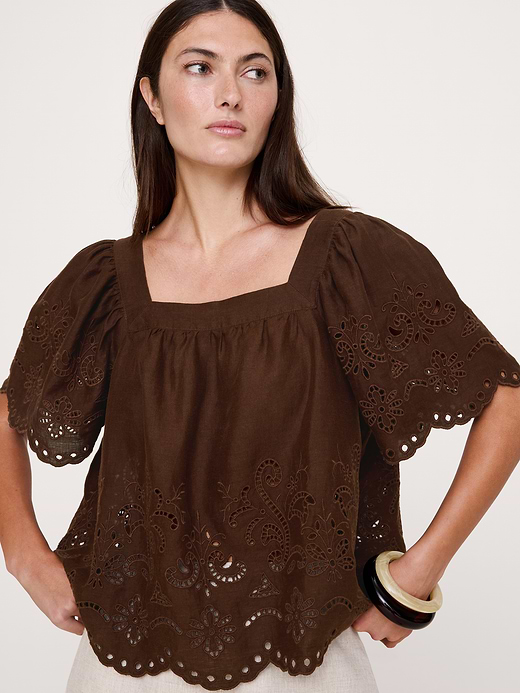 Banana Republic Linen Eyelet Square-Neck Top — photo 1