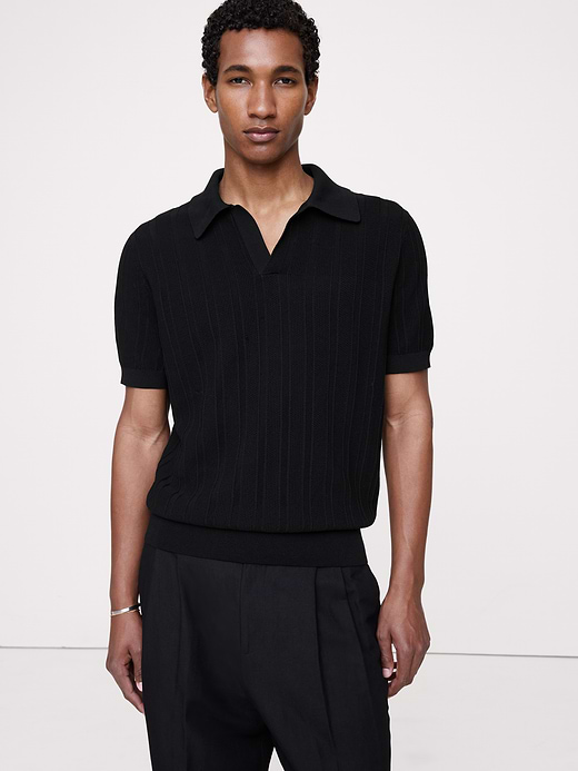 Banana Republic Textured Cotton Stripe Sweater Polo — photo 1