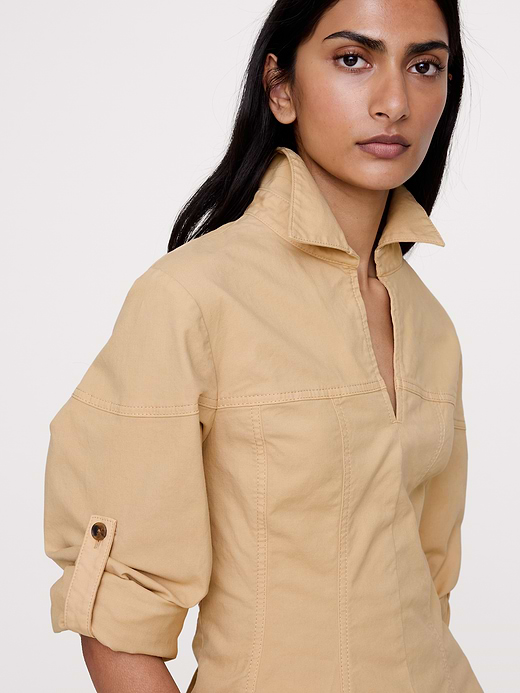Banana Republic Stretch-Cotton Pleated-Waist Top — photo 4