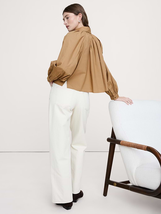 Banana Republic Cotton Poplin Balloon-Sleeve Shirt — photo 3