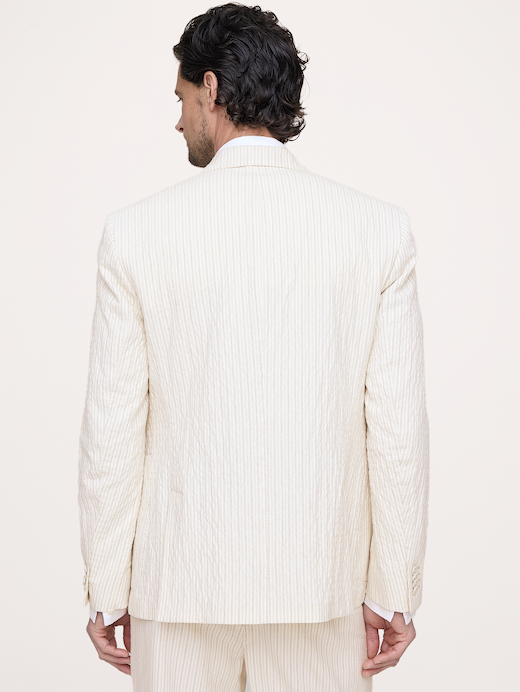 Banana Republic Double-Breasted Italian Cotton-Linen Seersucker Suit Jacket — photo 3
