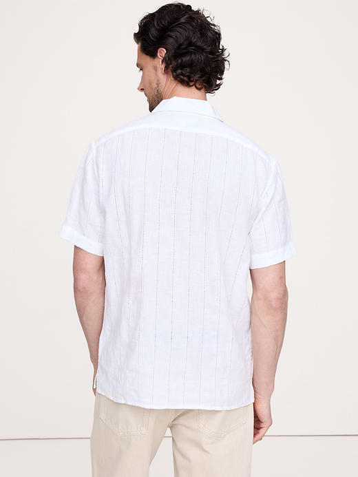 Banana Republic Standard-Fit Linen-Cotton Eyelet Stripe Resort Shirt — photo 3