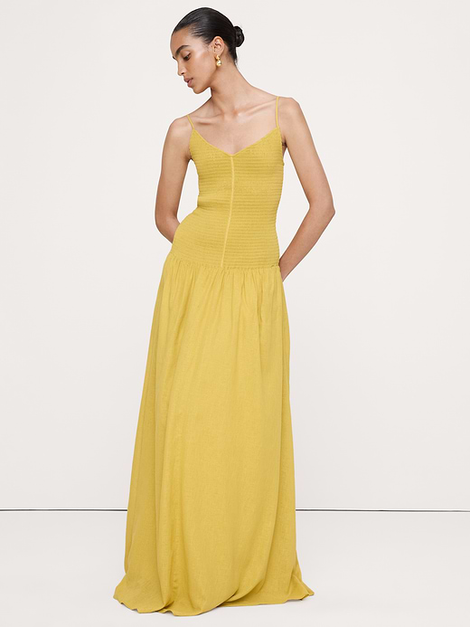 Banana Republic Linen-Cotton Gauze Smocked Maxi Dress — photo 1