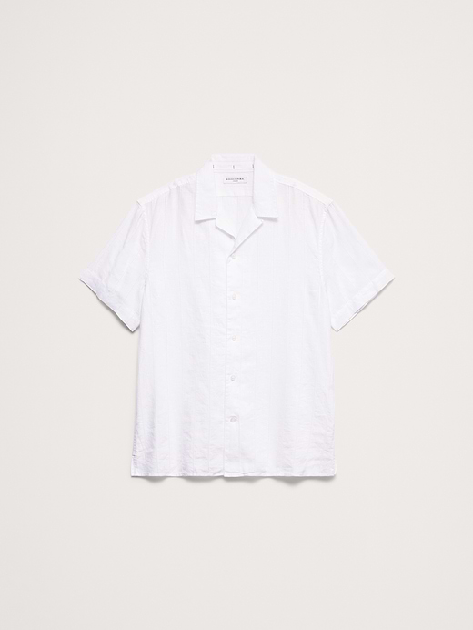 Banana Republic Standard-Fit Linen-Cotton Eyelet Stripe Resort Shirt — photo 5