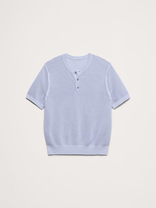 Banana Republic Cotton-Silk Short-Sleeve Henley Sweater — photo 5