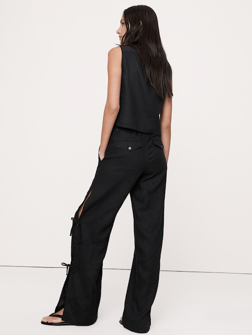 Banana Republic The Everyday Wide-Leg Side-Tie Pant In Linen — photo 3
