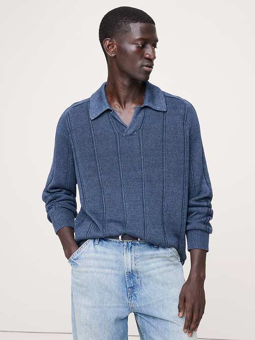 Banana Republic Linen Ribbed Sweater Polo — photo 1
