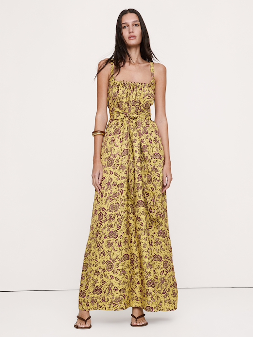 Banana Republic Viscose-Linen Gathered Maxi Dress — photo 1