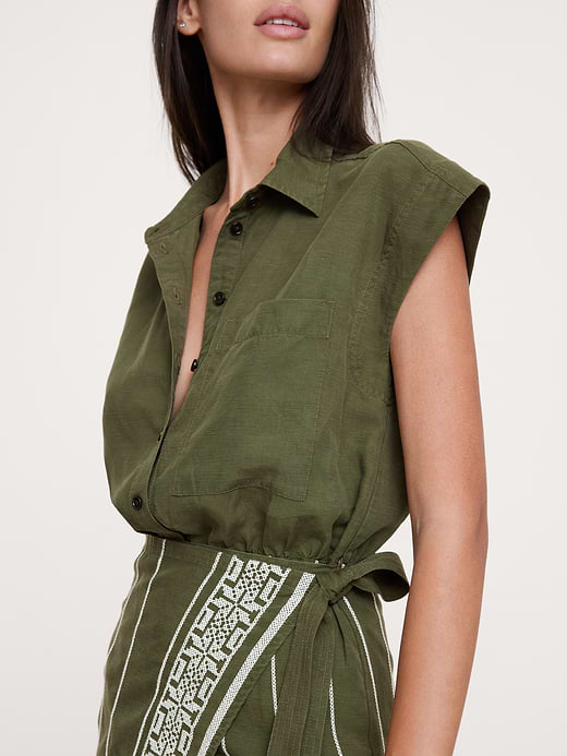 Banana Republic Embroidered Tencel™-Linen Wrap Dress — photo 4