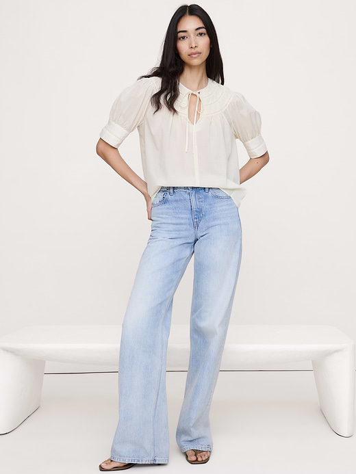 Banana Republic Lightweight Cotton Inset Lace Top — photo 1