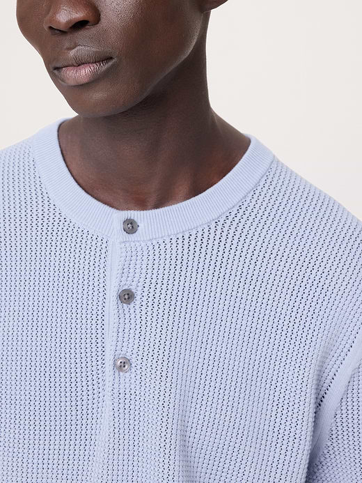 Banana Republic Cotton-Silk Short-Sleeve Henley Sweater — photo 4