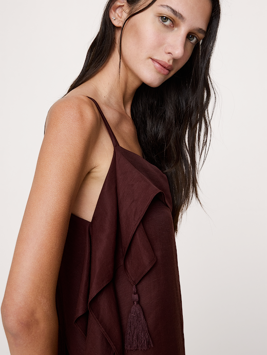 Banana Republic Viscose-Linen Tassel-Trim Mini Dress — photo 4