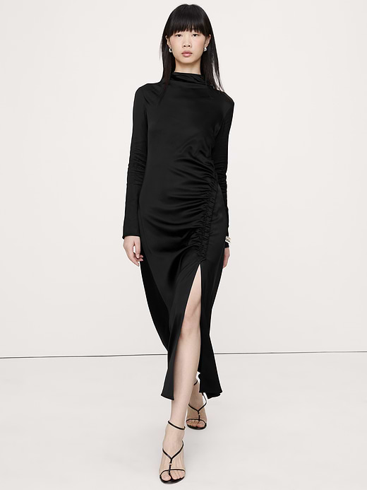 Banana Republic Stretch-Satin Ruched Maxi Dress — photo 1