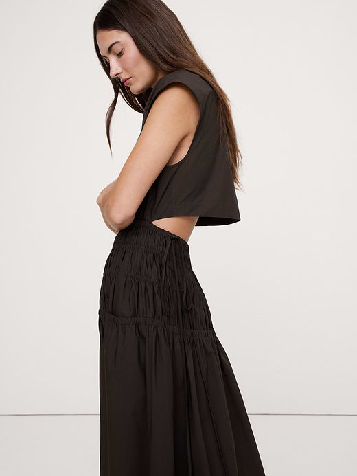 Banana Republic Smocked Cotton Poplin Maxi Dress with Open Back — photo 4