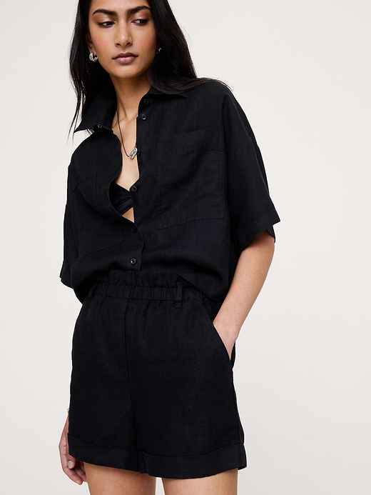 Banana Republic 3.5" Paperbag-Waist Pull-On Linen Short — photo 4