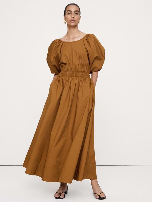 Banana Republic Cotton Poplin Puff-Sleeve Maxi Dress — photo 1