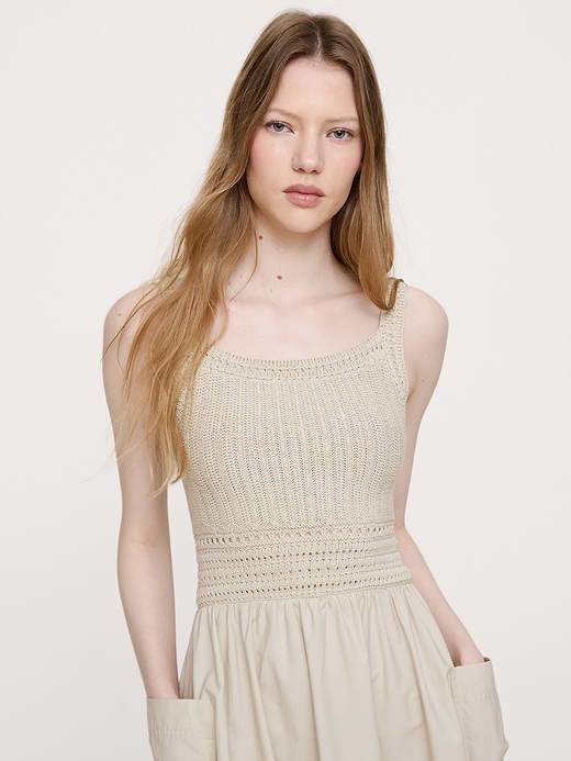 Banana Republic Crochet & Cotton Poplin Mixed-Media Midi Dress — photo 4