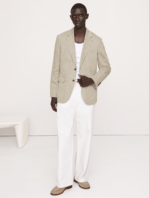 Banana Republic Tailored Slim-Fit Green Linen-Cotton Suit Jacket — photo 6