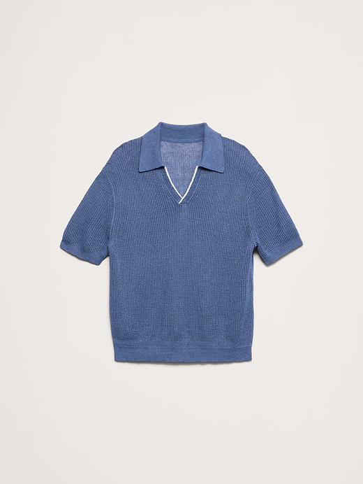 Banana Republic Linen-Cotton Johnny-Collar Sweater Polo — photo 5