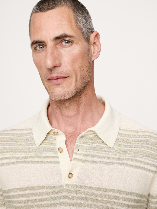 Banana Republic Stripe Cotton-Linen Sweater Polo — photo 4
