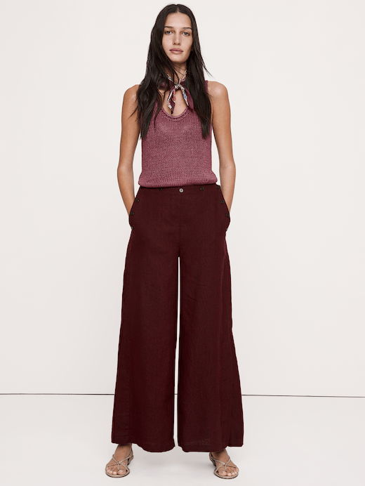 Banana Republic High-Rise Wide-Leg Linen Pull-On Sailor Pant — photo 1