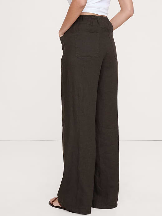 Banana Republic The Studio Wide-Leg Drawstring Pant in Linen — photo 3