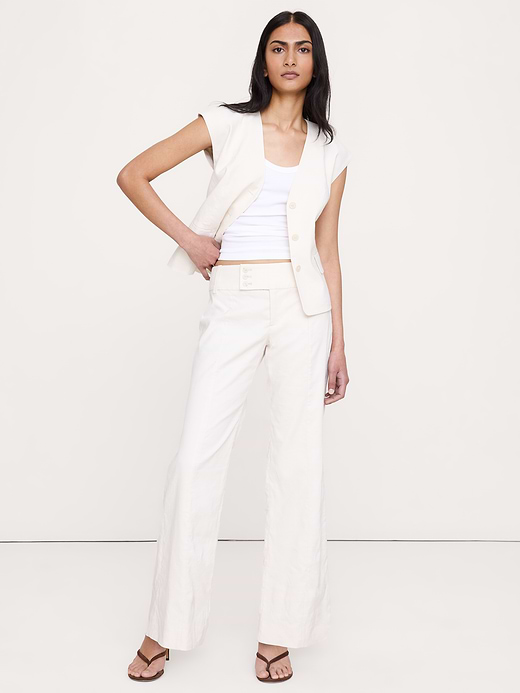 Banana Republic Low-Rise Wide-Leg Stretch Linen-Viscose Pant — photo 1