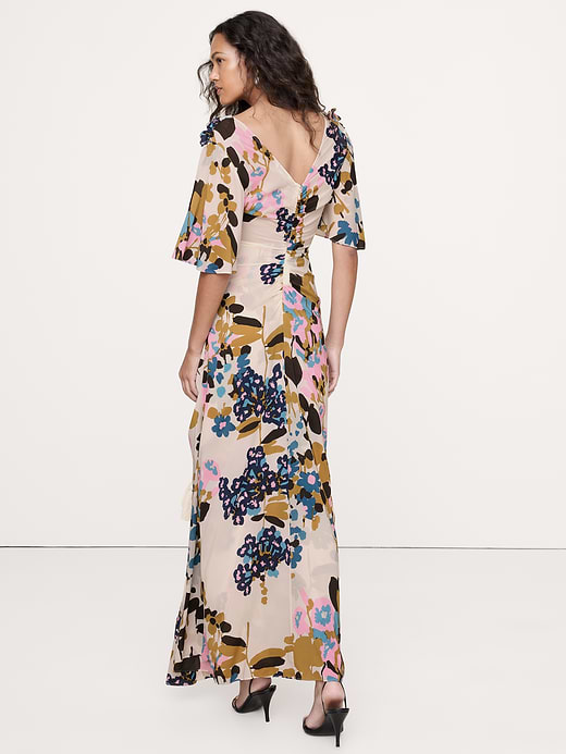 Banana Republic Stretch-Crepe Flutter-Sleeve Maxi Dress — photo 3