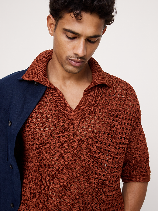 Banana Republic Crochet Cotton Sweater Polo — photo 4