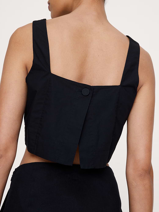 Banana Republic Cotton Poplin Square-Neck Cropped Tank — photo 3