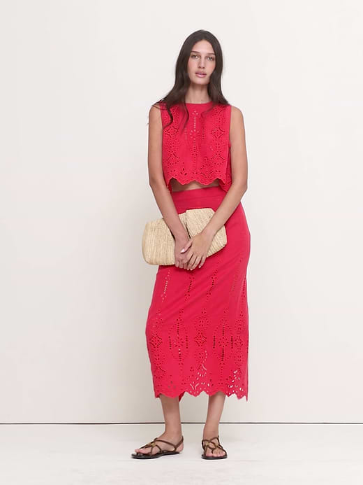Banana Republic Tencel™-Linen Eyelet Maxi Skirt — photo 5