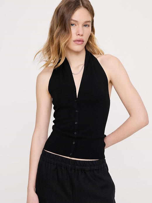 Banana Republic Sculpted Button-Front Halter Top — photo 1