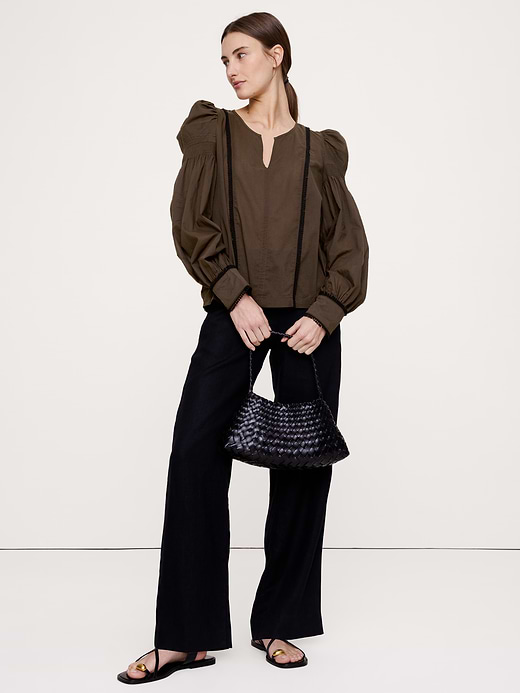 Banana Republic Lightweight Cotton Puff-Sleeve Top — photo 1