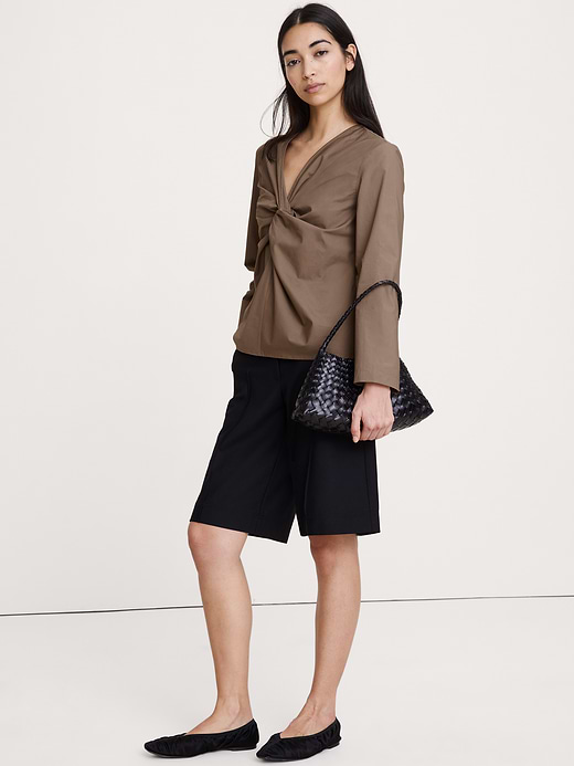 Banana Republic Cotton Poplin Twist-Front Top — photo 1