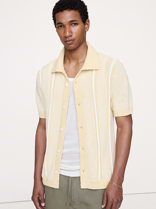 Banana Republic Textured Stripe Sweater Polo — photo 1