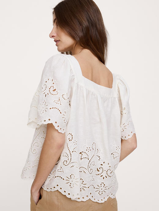 Banana Republic Linen Eyelet Square-Neck Top — photo 3