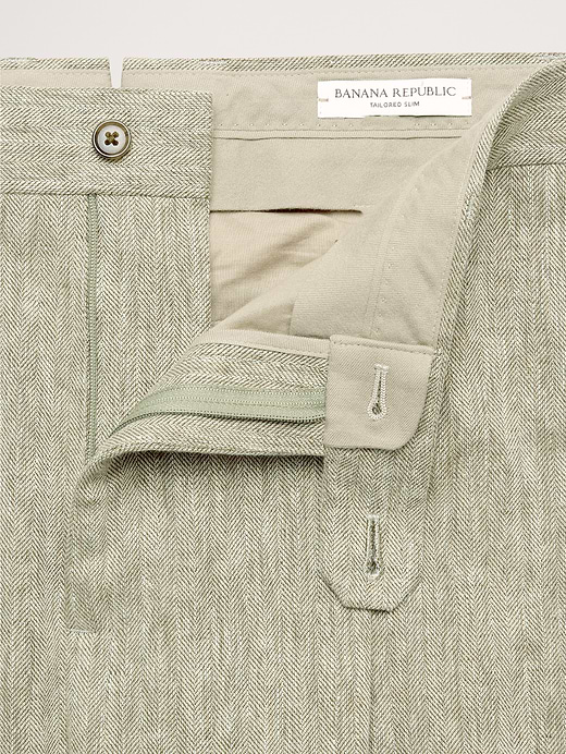 Banana Republic Tailored Slim-Fit Green Linen-Cotton Suit Pant — photo 7