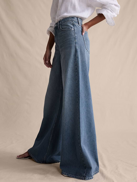Banana Republic High-Rise Wide-Leg Lightweight Palazzo Jean — photo 4