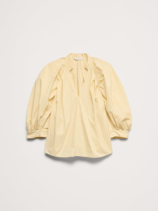 Banana Republic Cotton Poplin Split-Neck Top — photo 5