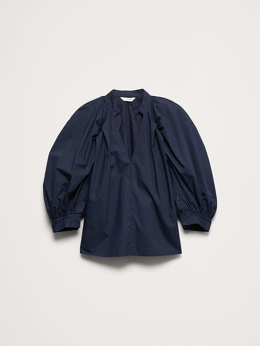 Banana Republic Cotton Poplin Split-Neck Top — photo 5
