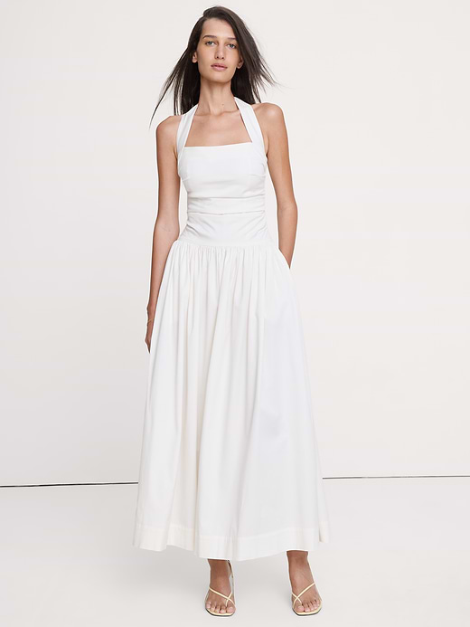 Banana Republic Stretch-Cotton Halter Maxi Dress — photo 1