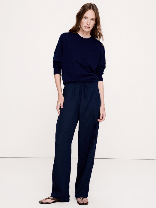 Banana Republic The Getaway Straight-Leg Pull-On Pant in Linen — photo 1