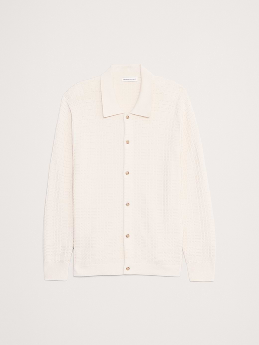 Banana Republic Plaid Texture Cotton Polo Cardigan — photo 5