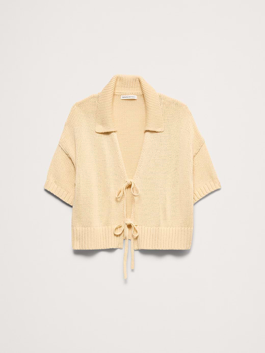 Banana Republic Cotton Tie-Front Polo Cardigan — photo 3