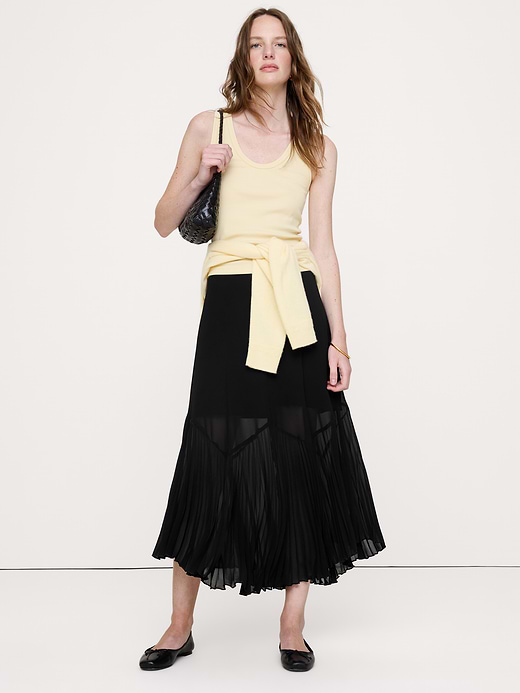 Banana Republic Chiffon Pleated-Trim Midi Skirt — photo 1